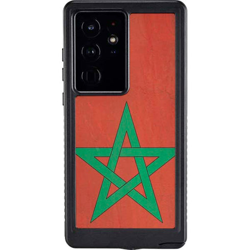 Morocco Flag Distressed Galaxy S24 Ultra Waterproof Case